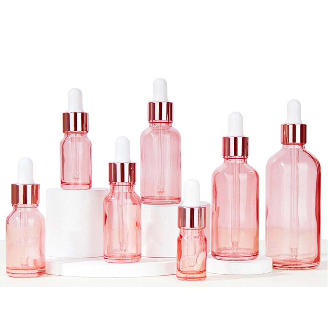 24 Stück 100ml Pink glas Pipettenflasche, Leere Glasflasche mit Pipette, Stichprobe Glaspipette Tropfflasche für Aromatherapie ätherische Öle
