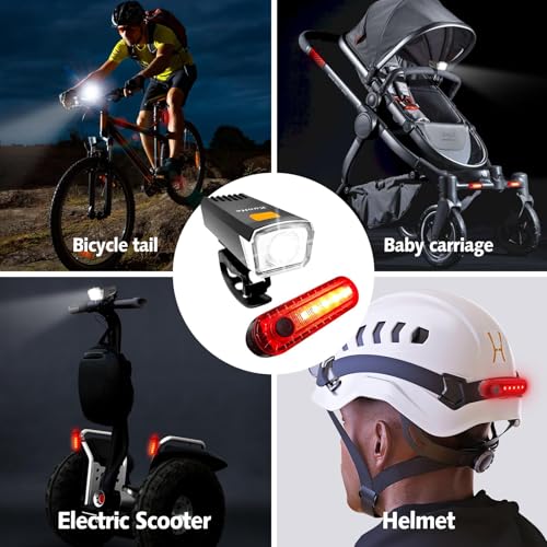 KunHe Luces para Bicicleta Recargables USB-C Delantera y Trasera 8 Unidades Negro miniatura 3