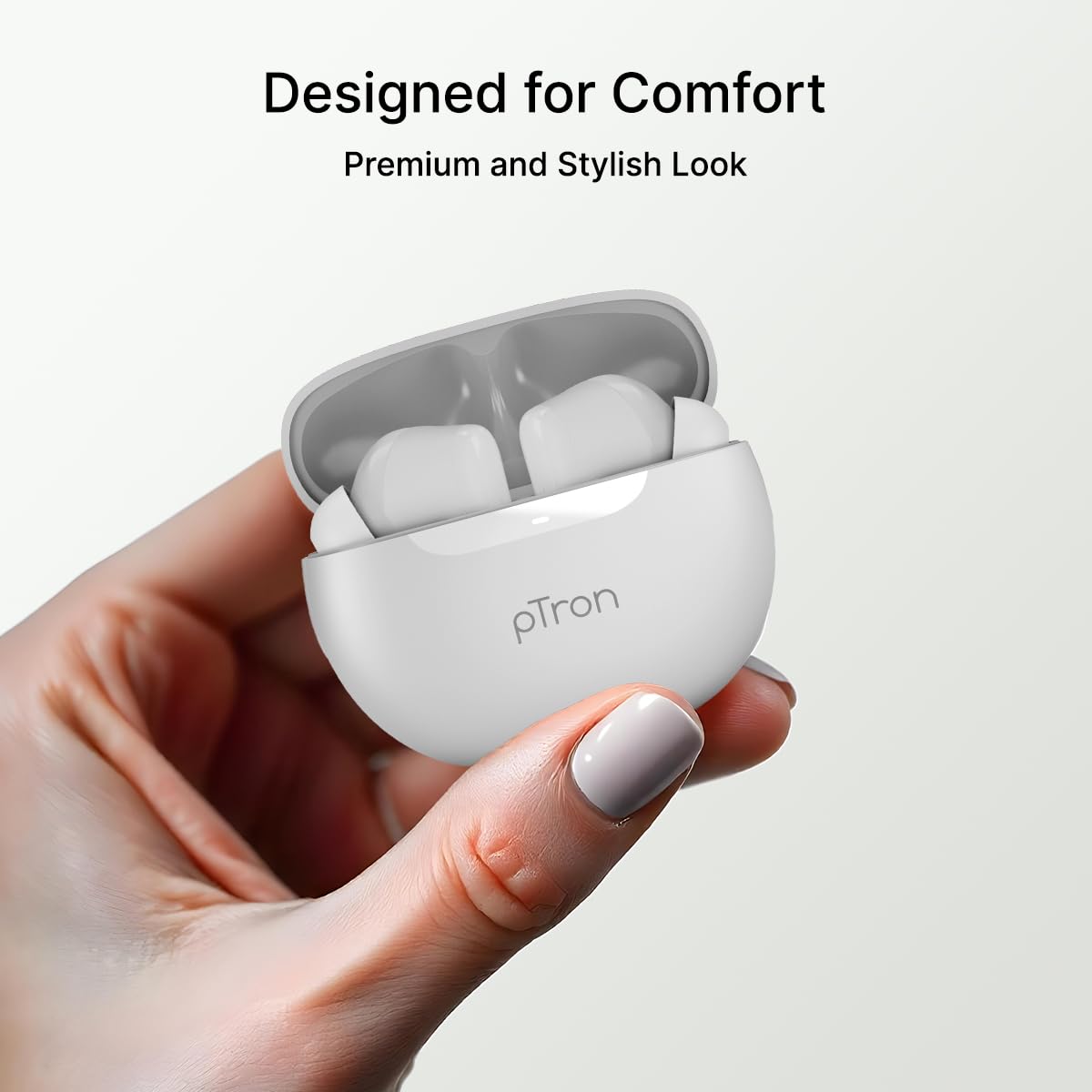 pTron Bassbuds Astra in-Ear TWS Earbuds w/Stereo Sound, 50Hrs Playtime, Stereo Calls, Custom EQ, Mobile App, BTv5.3 Headphones, Touch Control, Voice Assistant, Type C Charging & IPX4 (White) — Amazon image 9