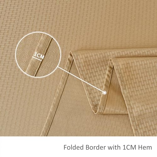 Image of maxmill Square Tablecloth Weaved Texture Stain Resistant Waterproof Wrinkle Resistant Washable Soft Table Cloth, Decorative Fabric Table Cover for Dining Room Dinner and Parties, 52 x 52 Inch, Beige