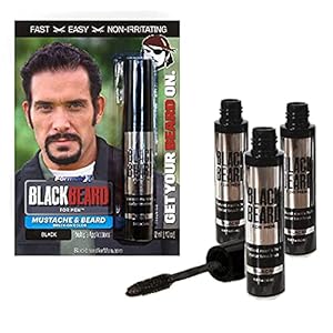 for Men Formula X Instant Mustache, Beard, Eyebrow and Sideburns Color – Fast, Easy, Men’s Grooming, Beard Dye Alternative, Black, 3 Pack
