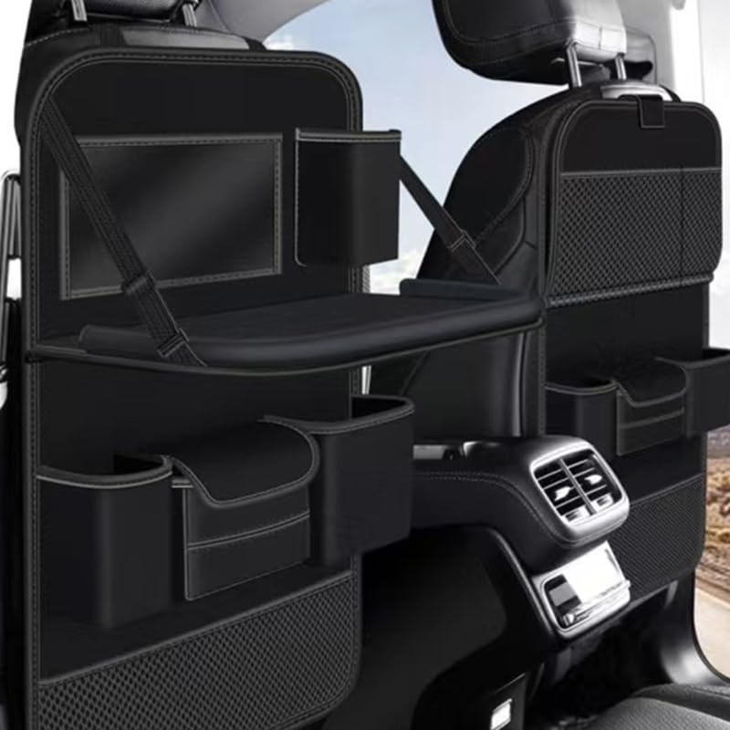 Organizer Sedile Posteriore Auto per Fiat Egea Station Wagon, Impermeabile Organizzatore Pelle Multi-Tasca Protezione Sedile Auto Accessori,D-2PCS