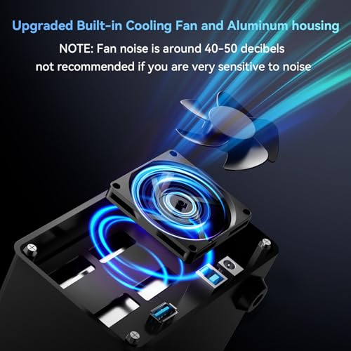 Image of CENMATE Aluminum Dual Bay Hard Drive Enclosure with Cooling Fan for 2.5 inch /3.5 inch SATA HDD /SSD with USB A /C 3.0, Tool-Free HDD Enclosure, Daisy Chain Expansion, DAS(NO RAID /NAS)