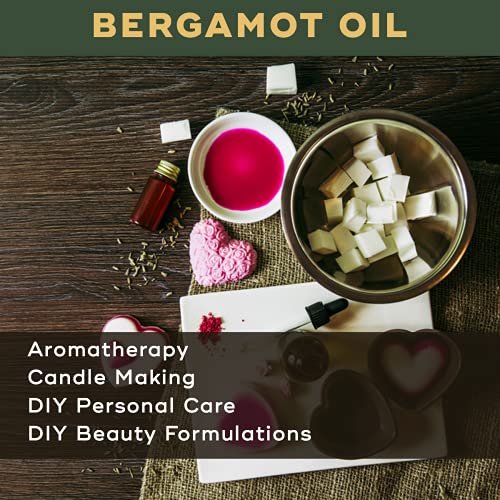 Image of Bergamot Essential Oil - Therapeutic & Cosmetic Grade - 500 Ml For Aromatherapy, Diffuser, Soap Making, Cosmetic Making, Lotions, Creams, Diy Personal Care For Face, Hair, Skin & Body