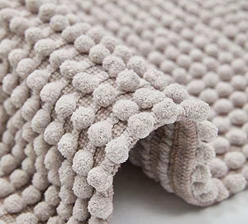miqna Badteppich Baumwolle Badvorleger 60x 100 cm Hochflor Badematte waschbarer Badeteppich WC Garnitur Teppich für Badezimmer (60 x 100 cm, Creme) Cover
