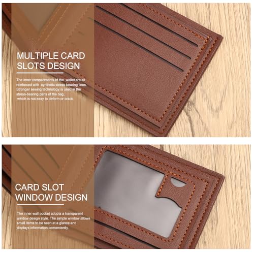 Mens Bifold Wallet Blocking Slim Minimalist Front Pocket - Thin & Stylish with ID Window 10（coffee）4
