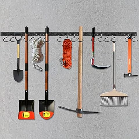VORXEON Garage Tool Organizing Rack 64inch Wall Mount Tools Home and Garage Adjustable Storage System Mop Broom Rack Tool Wall Rack (16 Hooks) Cover