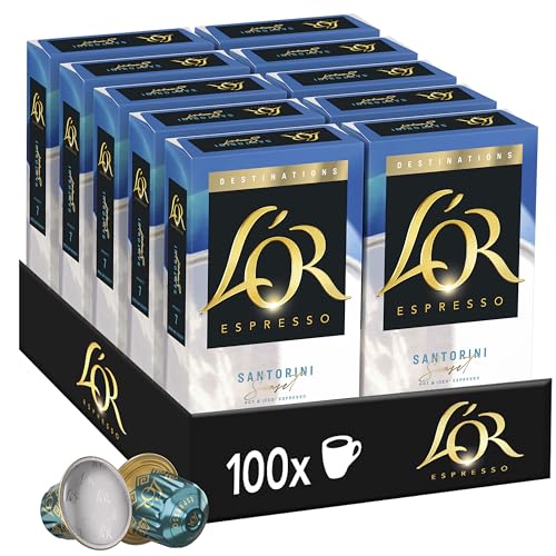 L'Or Espresso Café - 100 Capsules Santorini Espresso Intensité 7 - compatibles Nespresso®* (lot de 10 x 10)