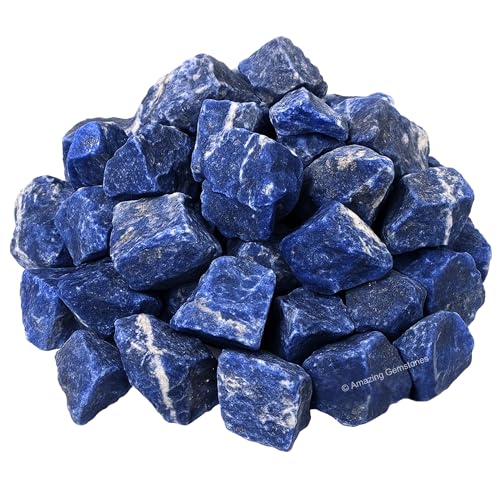 Image of Amazing Gemstone 2 Pieces Sodalite Raw Crystals and Healing Stones, Natural Rocks for Tumbling and DIY Raw Stones and Crystals