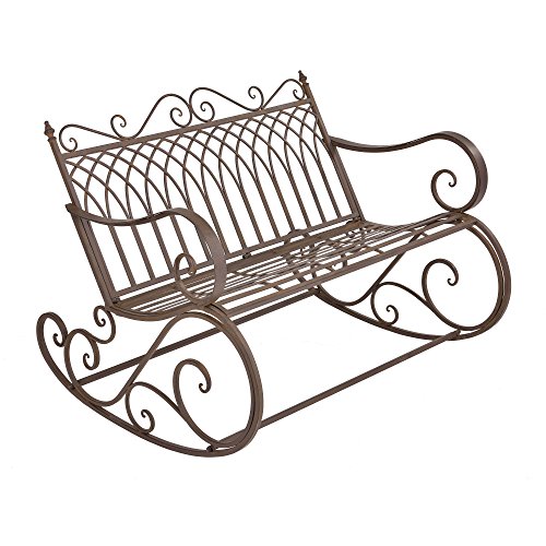 [en.casa] Banc à Bascule de Jardin Vintage Robuste Meuble Design pour Usage Extérieur pour 2 Personnes Capacité de Charge 200 kg Métal 85 x 113 x 95 cm...