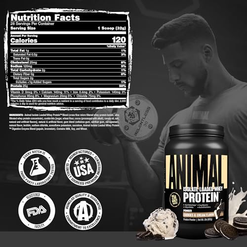 Image of Animal Whey Isolate Protein Powder, 25G High Protein | Cookies & Cream 2LB
