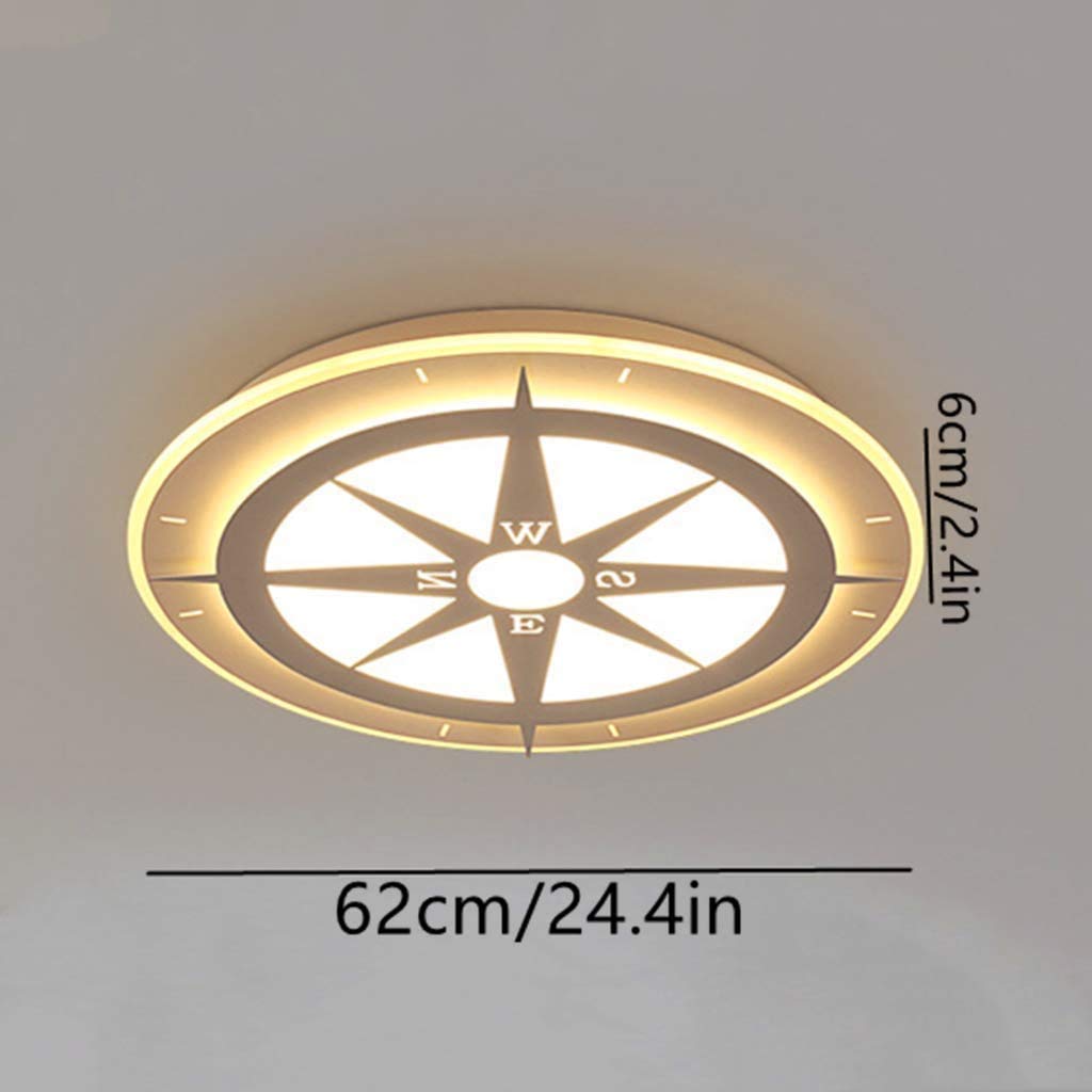 Lampa sufitowa LED z pilotem zdalnego sterowania, możliwość ściemniania, lampa do pokoju dziecięcego, dla chłopców i dziewczynek i pomieszczeń powitania, światło, energia, światło, kompas, pielęgnacja, lampa dla dzieci, metal, lampa sufitowa, 62 cm, 40 W