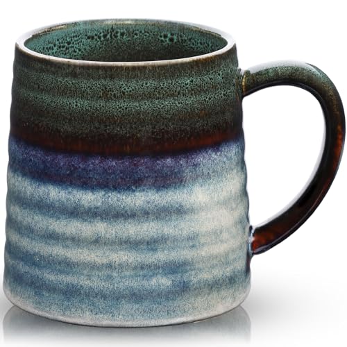 700ml Taza de Café de cerámica extra grande con asa grande, 25Oz taza de té de jumbo para la oficina y el hogar, apta para microondas y lavavajillas, textura esmaltada hecha a mano (Verde Tinta) 700ml Taza de Café de cerámica extra grande con asa grande, 25Oz taza de té de jumbo para la oficina y el hogar, apta para microondas y lavavajillas, textura esmaltada hecha a mano (Verde Tinta)