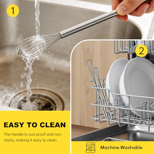 Image of NileHome Mini Whisks Stainless Steel Whisk Set 9 inch 11 inchKitchen Small Wisk Balloon Wire Tiny Whisks for Cooking, Whisking, Blending, Beating, Stirring 2 Pack