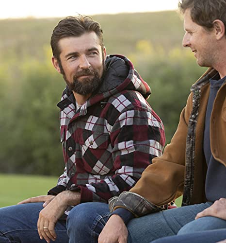 Legendary Whitetails Men's Ranger Quilted Fleece Shirt Jacket-Casual Snap Front Hooded Regular Fit Plaid3