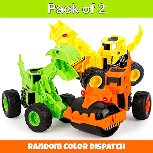 Image of Zest 4 Toyz Friction Powered Toys for Kids Dinosaur Engineering Vehicle Animal Figure Playset Birthday Gift for Boys Girls Toddlers (Pack of 2) Multi Color