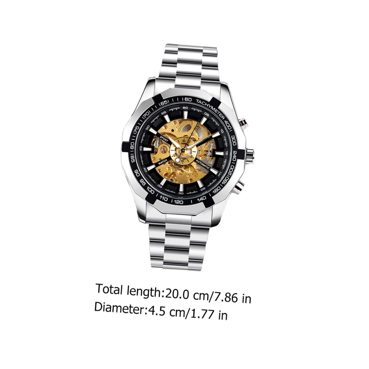 Reloj Mecánico Esqueleto Automático Luminoso para Hombre de Negocios | Aleación de Zinc, Resistente al Agua, Gran Aguja, Estilo Elegante, Ocasión, 1 Pieza