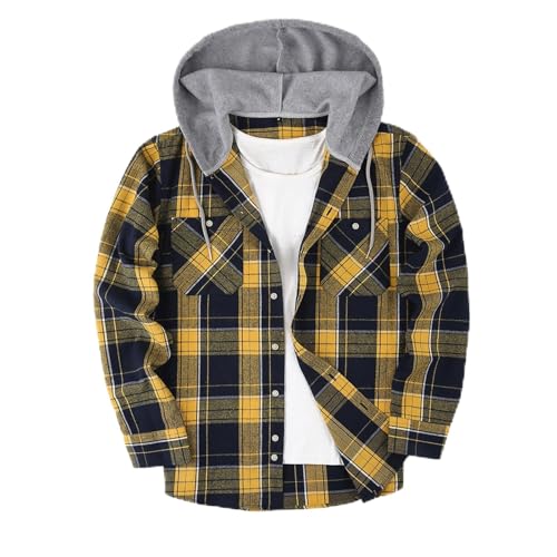 RTTUIOP Hoodies For Men Plaid Jacket Long Sleeve Big and Tall Fashion Sweatshirt Active Slim Fit Plaid Button Warm Hoodies