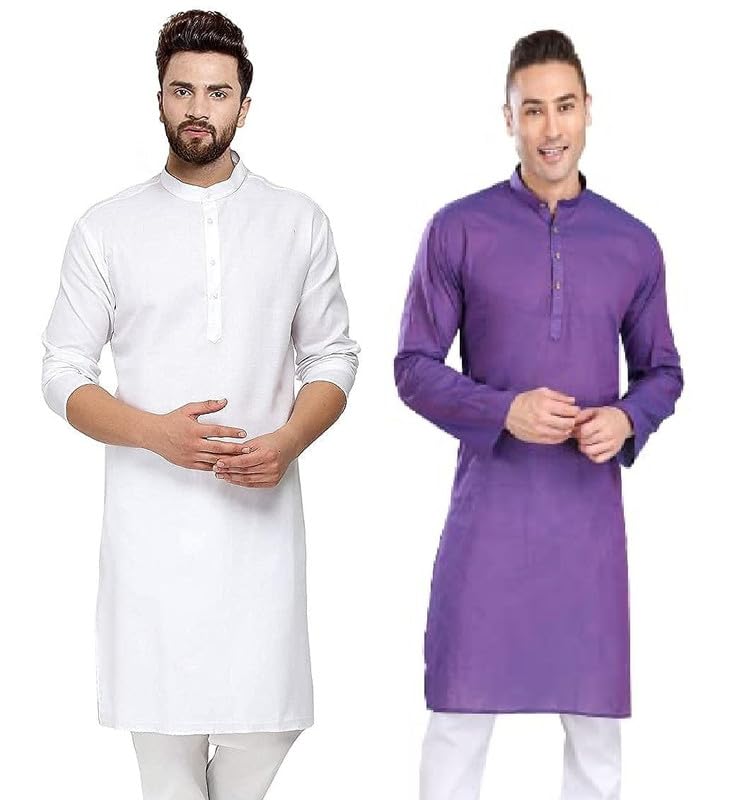 Image of WESTCORE Men's Cotton Kurta Combo - Pack of 2 | Traditional Ethnic Wear for Festivals & Celebrations