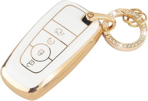 Miniatura 1 de UHONSN Accesorios para Audi - Funda de llavero de poliuretano termoplástico suave blanco para llaves de automóvil, protector completo compatible con