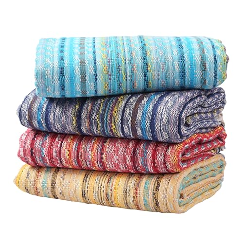 Cacala Extra Large Hand loomed Turkish Bath Towels Set of 4 100% Cotton Quick-Drying and Lightweight Perfect for Travel Camping Gym and Beach (4 Pieces Multi)