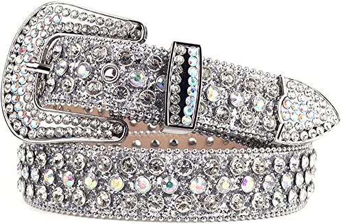 Studded Rhinestone Belts Men Women Fashionable Sparkly Diamond Belt Shiny Crystals Inlaid Design Leather Belt Christmas Gift
