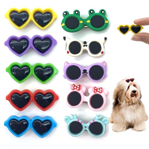 DHER 10 Stück Haarspangen für kleine Haustiere Haustierklammern Pet Hair Clips Kleine Tiere Haar Clip Hund Kopfbedeckung Süße Katze und Zubehör für Hundepartys (A)