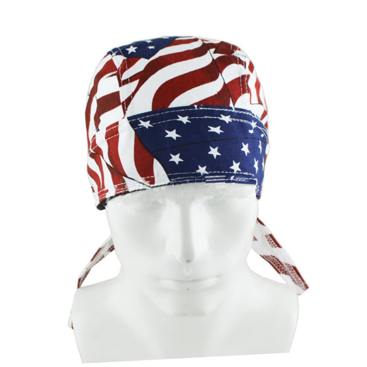 Ipetboom Cotton Cycling Cap American Flag Design Thickened Skull Hat Hearwrap for Summer Outdoor Wear