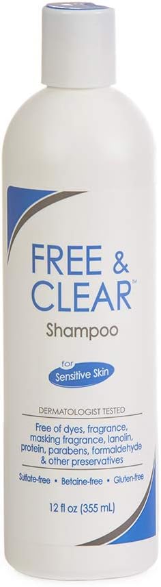 Free & Clear Hair Shampoo | Fragrance, Gluten and Sulfate Free | For Sensitive Skin | 12 Ounce: Health & Personal Care
