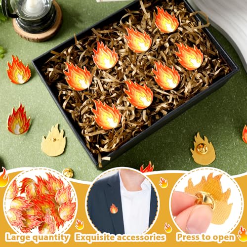 Zeyune Fire Flame Enamel Lapel Pins Bulk Fire Hard Enamel Pins Brooch Red Gold Accessories Flame Charms Bulk for Hats Clothes Backpack Bags for Adults Men Women Gift4