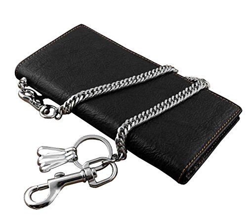 Real Leather Mens Biker Card/Money Long Wallet Purse W/Jeans Key Chain - Image 3