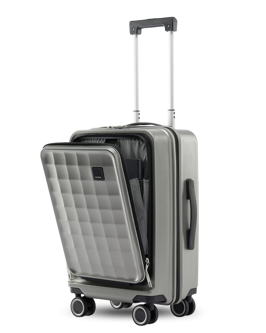 SNITCH Rubik Laptop Cabin Size Silver Polycarbonate Hard Travel Suitcase - Trolley Bag Small & Luggage with 8 Wheels, Prem...