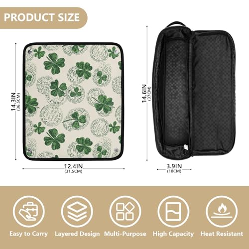 Bolsa de viaje beige Clover Stamp para planchas de cabello, rizadores y accesorios de cuidado capilar. Organizador portátil resistente al calor para mujeres. miniatura 4