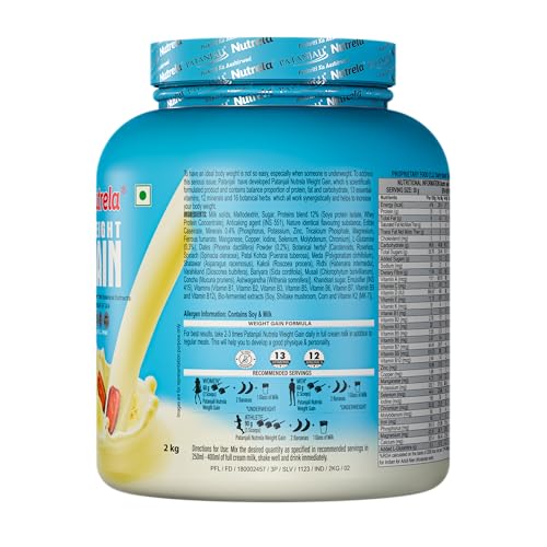 Image of Nutrela Weight Gainer | 2kg Banana Flavour | High-Calorie Mass Gainer with Vitamins & Khandsari Sugar | Ideal for Men & Women