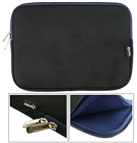 Preisvergleich Produktbild Emartbuy® Schwarz / Midnight Blau Wasserdicht Neopren weicher Reißverschluss Kasten Hülsen Abdeckungs Mit Midnight Blau Interior & Zip geeignet für Dell Venue 11 Pro 5130 10.8 Zoll Windows Tablet ( 11.6 - 12.5 Zoll Tablet Chromebook Laptop )