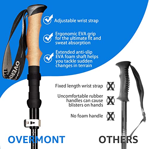 Overmont Wanderstöcke 7075 Aluminium Ultraleicht faltbar verstellbar 105-125CM Trekkingstöcke...