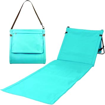 Bo Toys Portable Beach Mat Lounge Chair and Tote Plain Blue