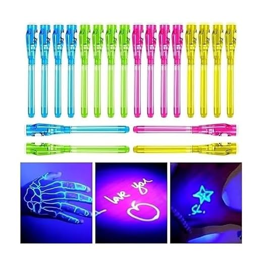 Image of ECLET Magic (Invisible) Pen with UV Light | Best Return gifts for kids| Birthday Party Return gift in bulk, Pen Gift Set (Pack of 10, Ink Color - Invisible)