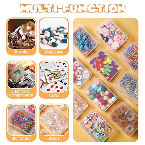 Image of SATINIOR 300 Packs Clear Small Plastic Containers 3.27 x 2.13 x 1.02 Inches Transparent Storage Box with Hinged Lid in Bulk for Jewelry Hardware Crafts Small Items