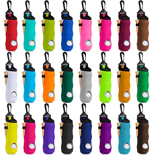 Image of WILLBOND 24 Pcs Golf Ball Carry Bag Tee Holder for Neoprene Pouch Portable with Hook Accessories for Men Women