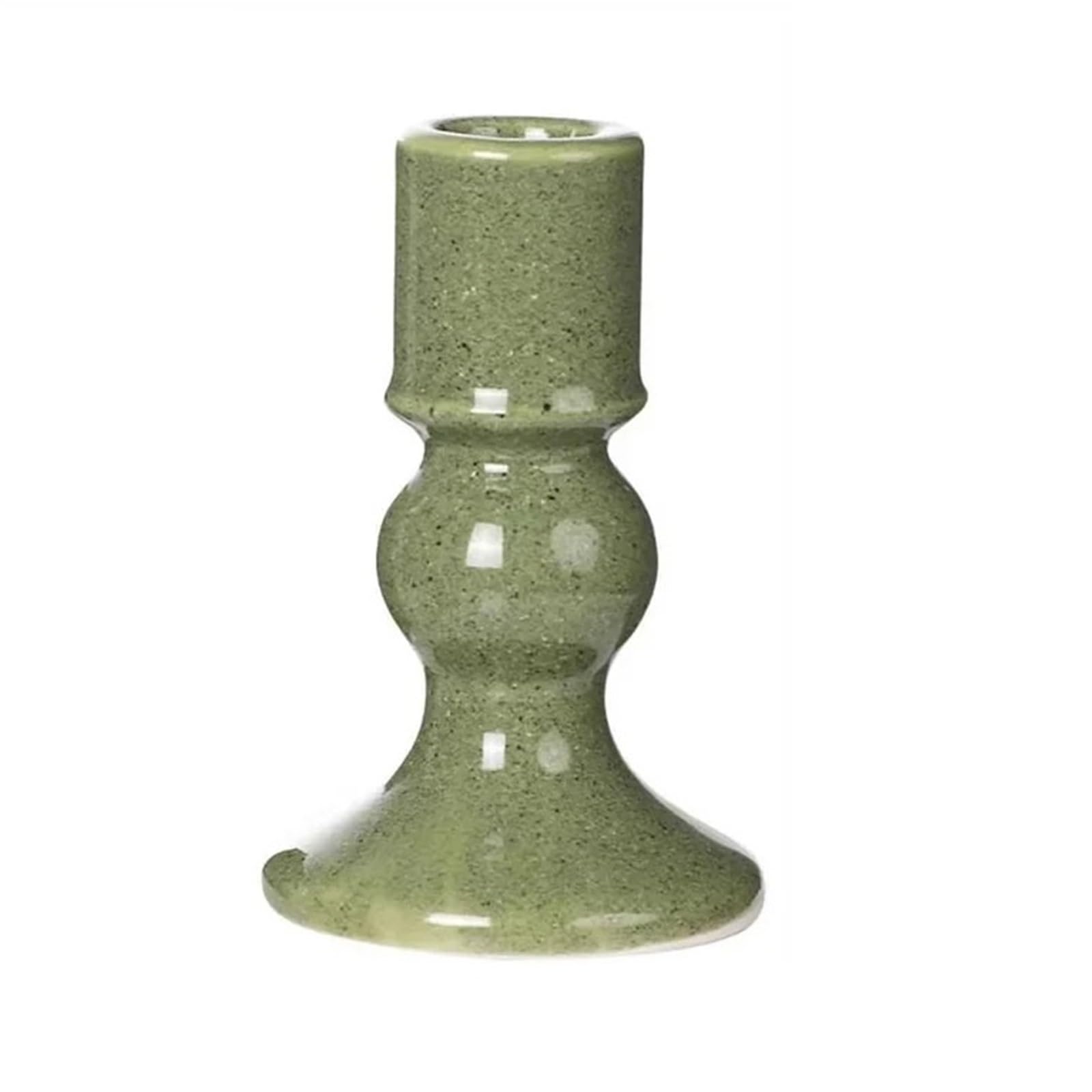 1Pair Round Ceramic Pillar Candle Holder- Table Centerpiece For Wedding Decor Christmas Dinner Party Supplies for Candle(Green)