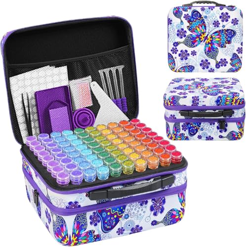 Image of ZORETCO Diamond Painting Storage Case,240 Slots Diamond Art Kits with Accessories for Craft Jewelry Beads Organizer Boxes
