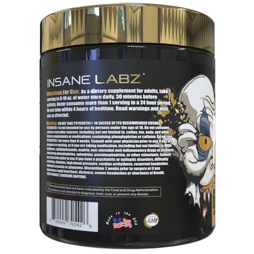 Image of Insane Labz Psychotic Gold, High Stimulant Pre Workout Powder, Extreme Lasting Energy Focus, Pumps and Endurance with Beta Alanine, DMAE Bitartrate, NO Booster (60 Servings, Blue Punch)