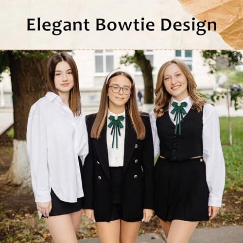 Image of LJBFNN Womens Bow Tie, Clip on Bow Ties Pre Tied Bowtie for Women Girls Ribbon Rhinestone Bow Tie for Shirt Uniform Wedding