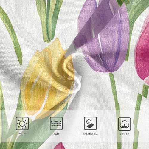 Watercolor Tulip Flower White Underwear Toddler Girl, Girls' Underwear, 2T–8 Years3