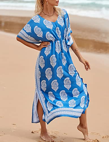 Image of Eddoyee Loose Beach Kaftan Dresses for Women Caftan Swimsuit Cover Up