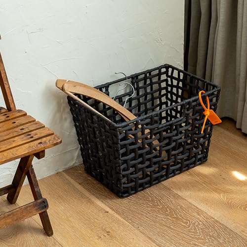 手編みダークブラウンバスケット Amazon.co.jp: 003420 ROUGH KNIT BASKET WIDE L収納バスケット