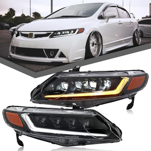 COOLDNA For 2006-2011 Honda Civic Sedan 4-Door Headlights Driver & Passenger Side Front Lamp