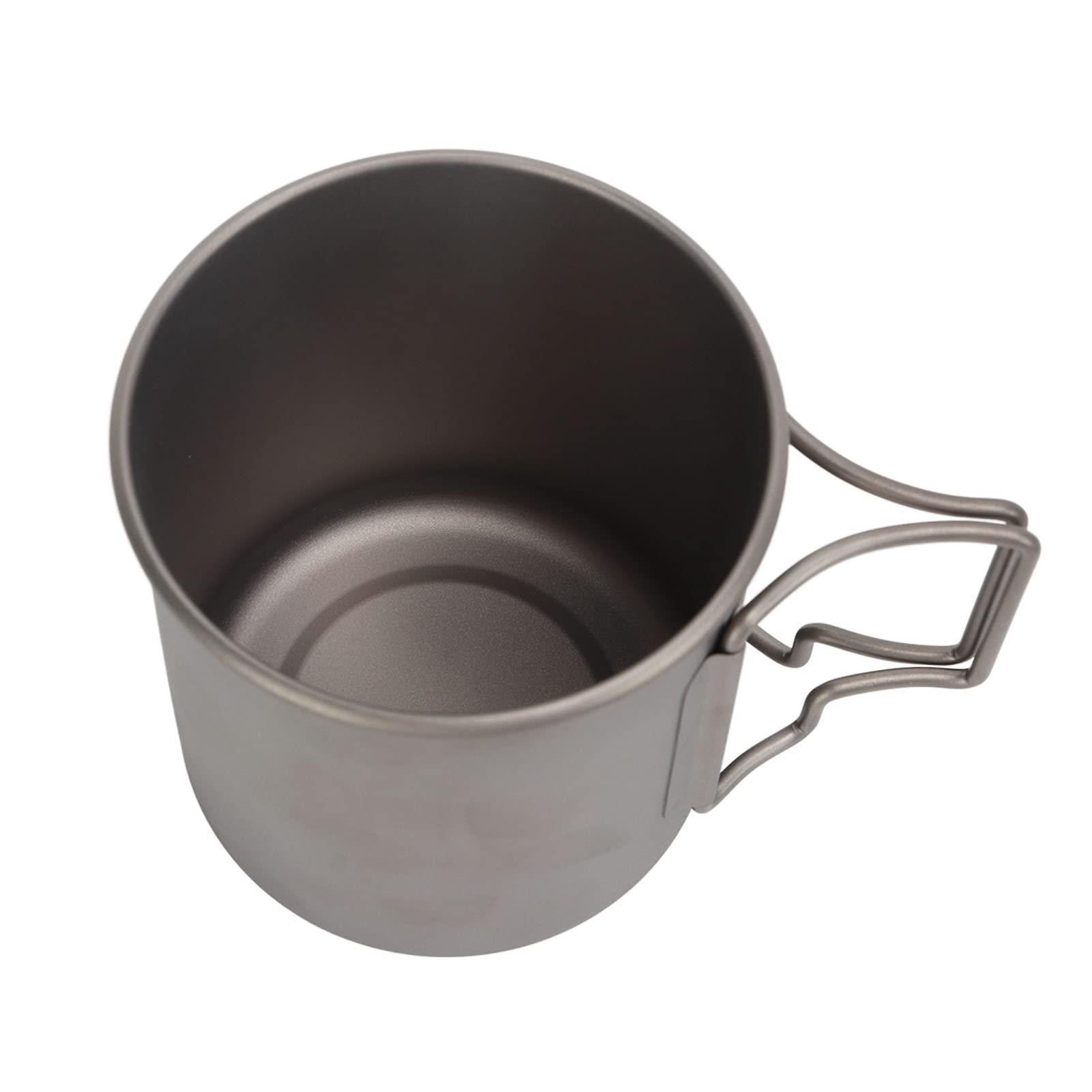 Camping Titanium Cup, 500 ml zaokrąglona krawędź Lekki przenośny kubek ze składanym uchwytem do użytku na zewnątrz