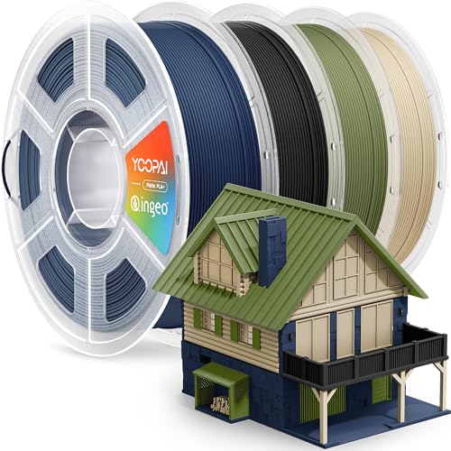Image of YOOPAI PLA+ Matte Filament 1.75mm, 4KG (8.8lbs) 3D Printer Filament, Dimensional Accuracy + /- 0.02 mm, Navy Blue+Charcoal Black+Dark Green+Desert Tan